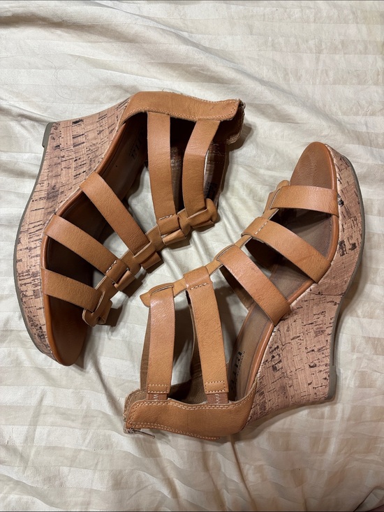 a.n.a Shoes - a.n.a Tan Strappy Cork-Effect Wedge Sandals